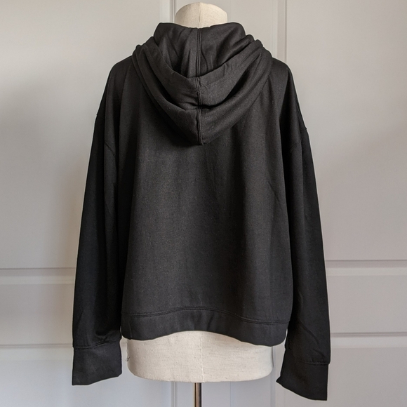 Magaschoni Pullover Hooded Drawstring Kangaroo Pocket Viscose Blend Black L NWT - Picture 8 of 12
